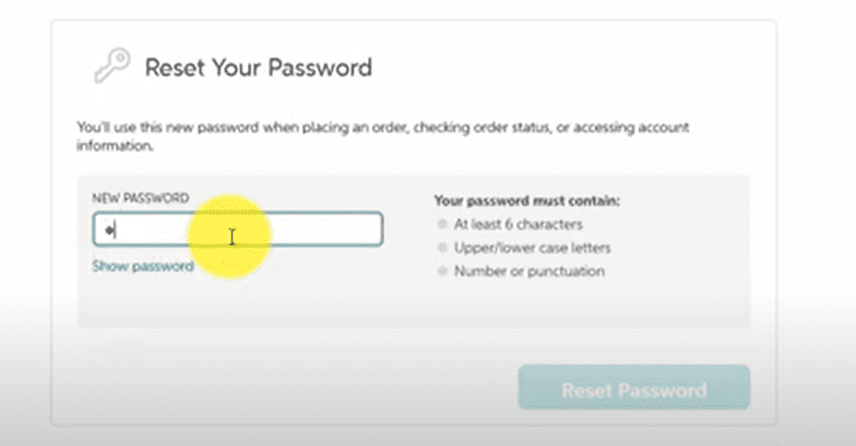 Reset your password