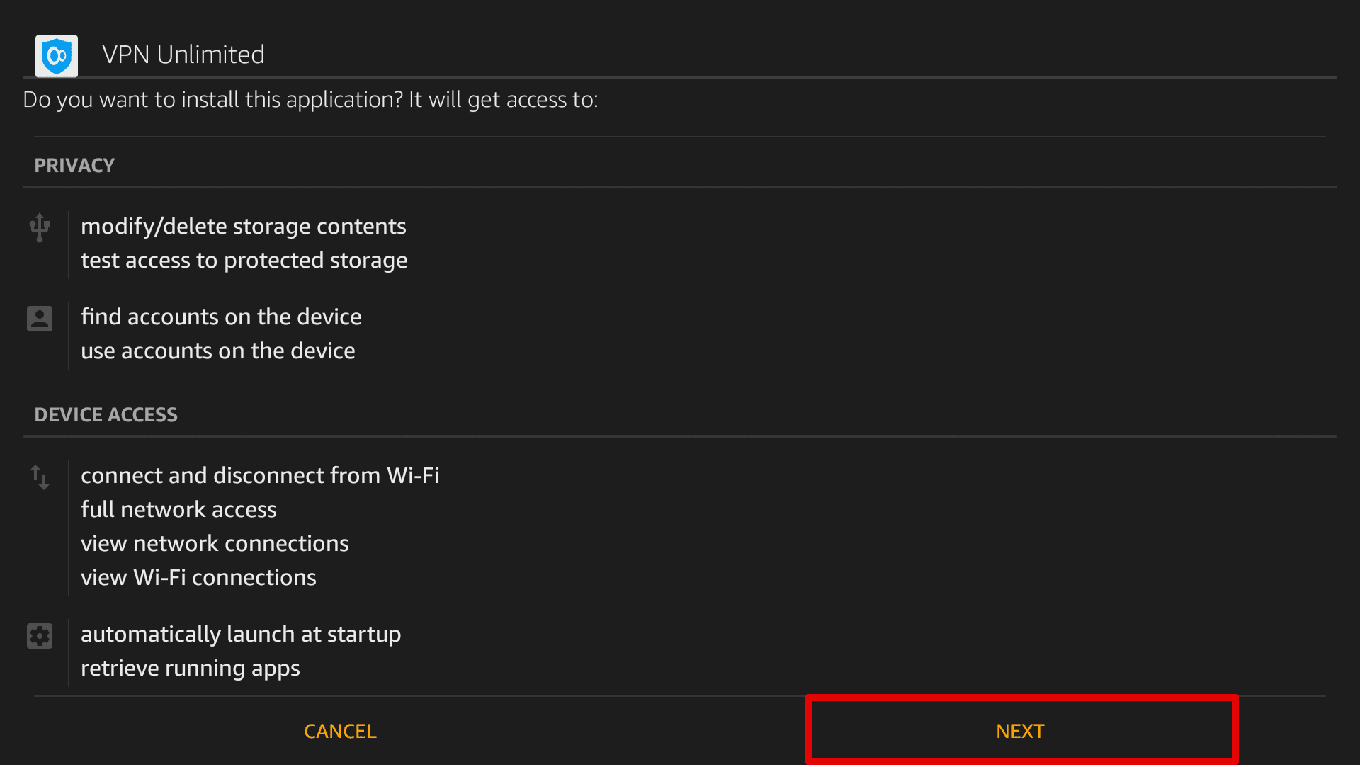 Press Next and downloading and installation process of the VPN Unlimited application will start