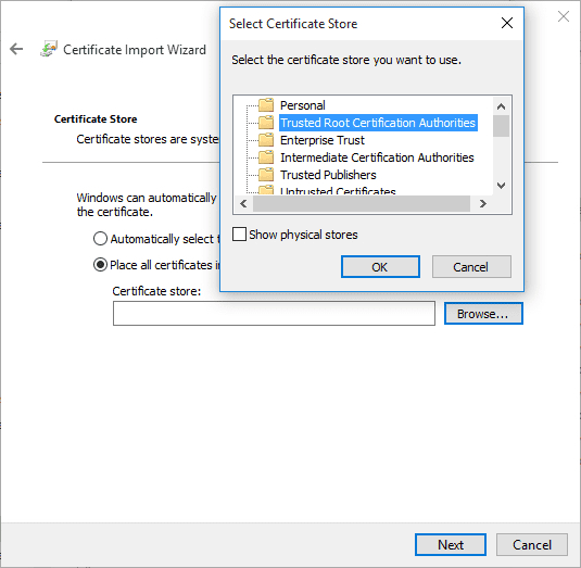 IKEv2 configuration guide for Windows PC - Select Trusted Root Certification Authorities