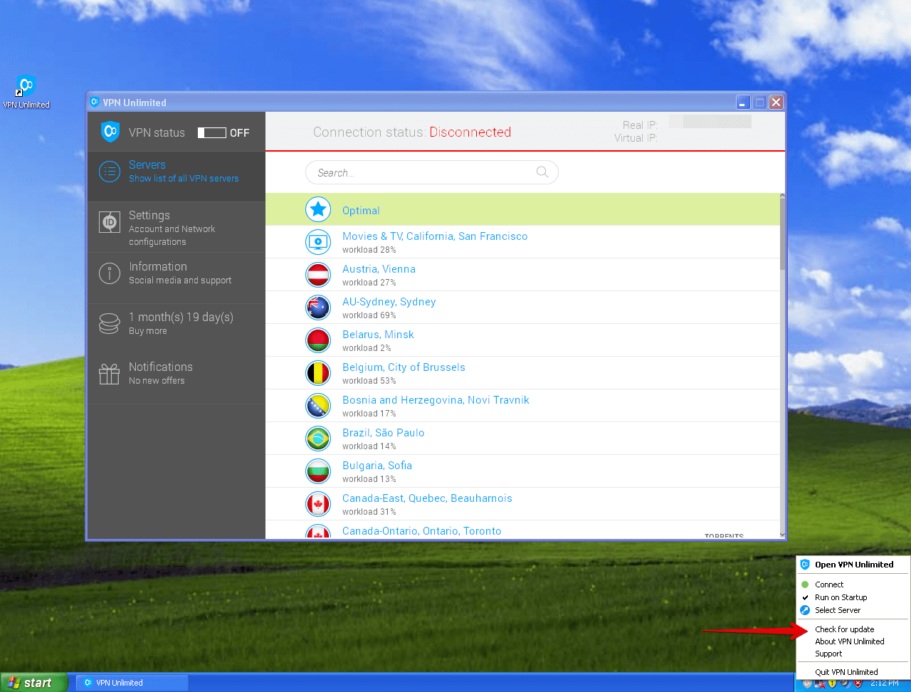 Update to the latest version of the VPN application